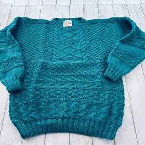 Vintage Aran-style fisherman Wool Sweater Sz 40 L